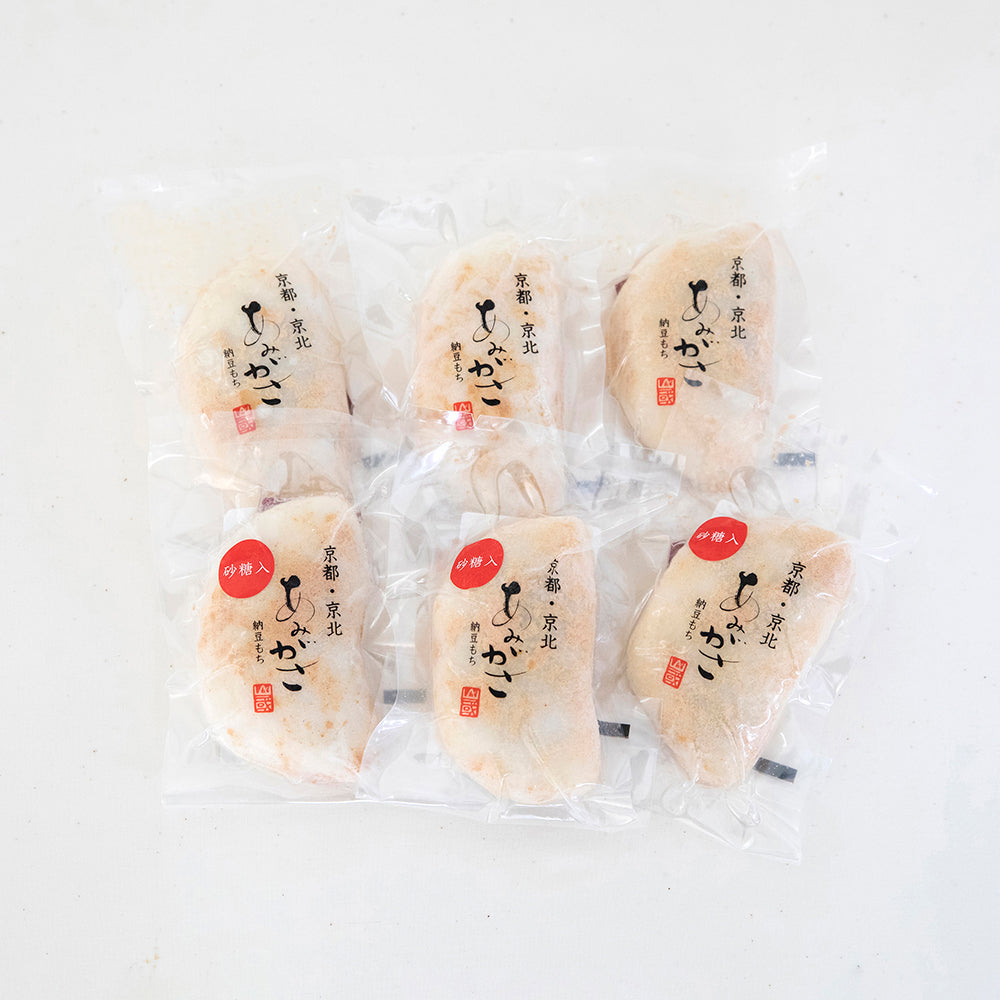 お豆の里 あみがさ納豆もち(塩・砂糖)各3個セット